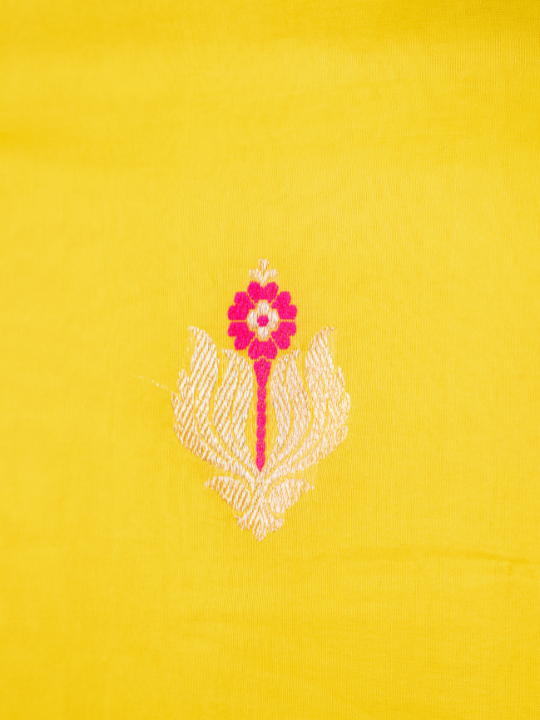 Yellow Pure Silk Organza Saree