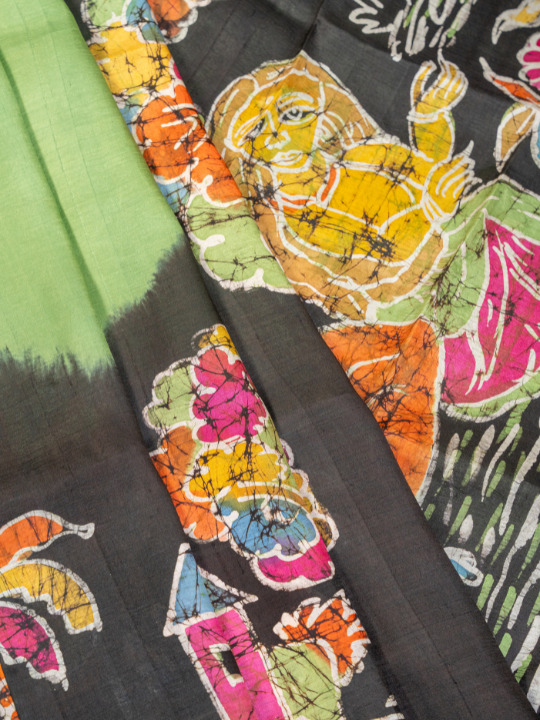 Green Pure Silk Batik Saree
