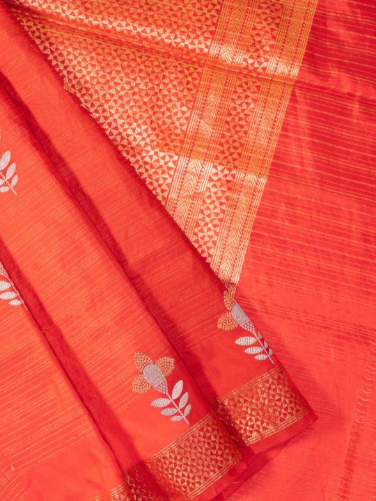 Red Handwoven Pure Katan Silk Saree