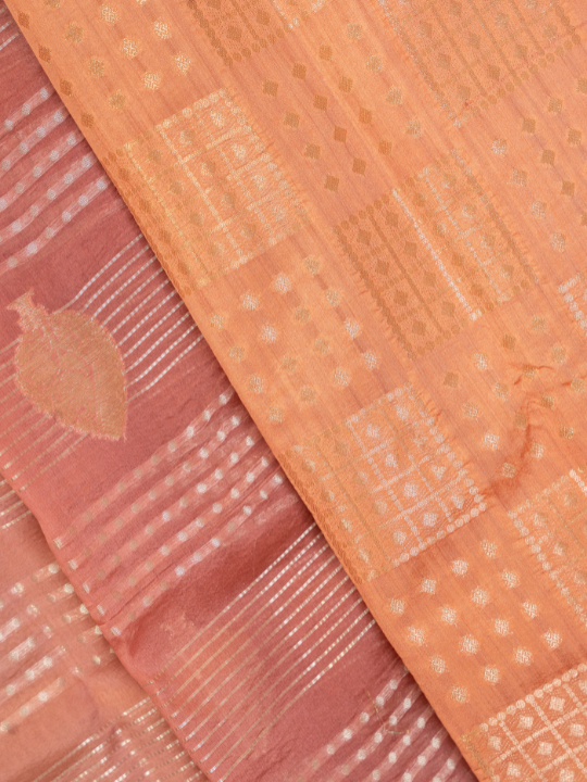Rose Gold Ombré Pure Silk Organza Saree