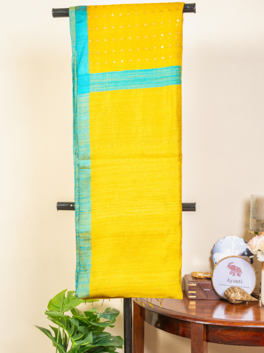 Marigold Yellow Handwoven Pure Matka Silk Saree