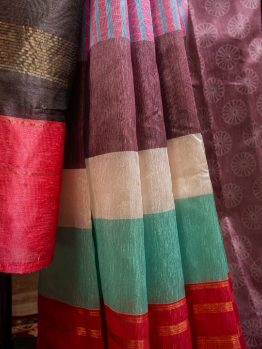 Multicolour Soft Chanderi Saree