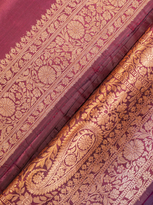Deep Wine Handwoven Pure Katan Silk Saree