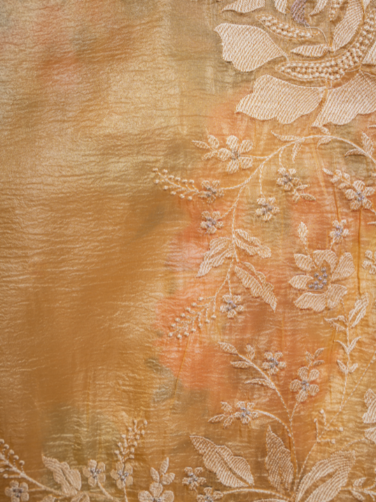 Mustard Yellow Soft Crush Tissue Saree