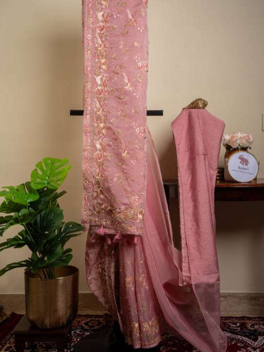 Blush Pink Organza Saree