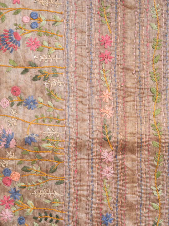 Beige Cotton Chanderi Saree