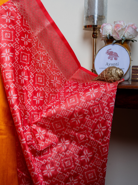 Orange Soft Chanderi Silk Saree