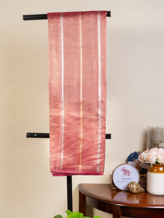 Deep Pink Handcrafted Pure Silk Tissue Saree