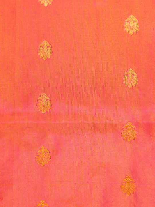 Dual-Tone Pink and Orange Handwoven Pure Katan Silk Benarasi