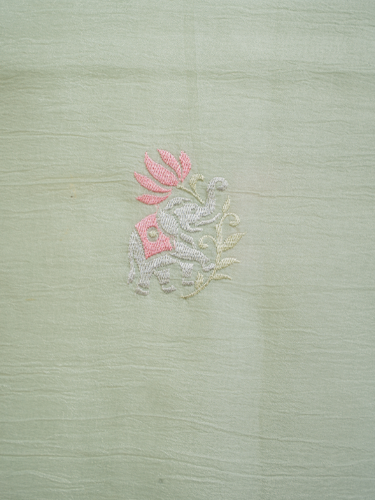 Mint Green Soft Crepe Saree