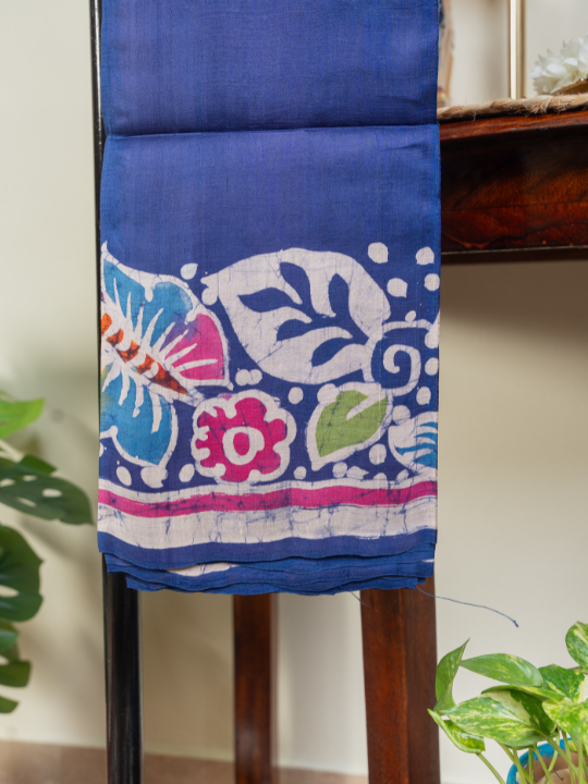 Royal Blue Pure Silk Batik Saree
