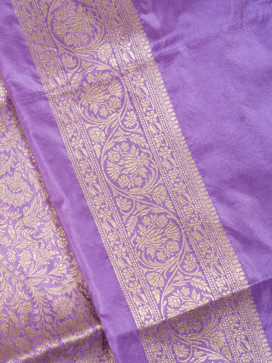 Lavender Pure Katan Brocade Silk Saree