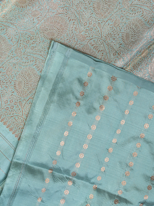 Seafoam Handwoven Pure Katan Silk Saree