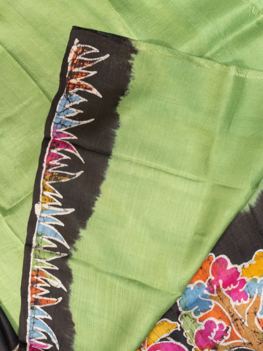 Green Pure Silk Batik Saree