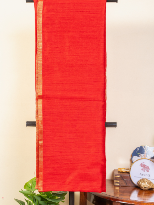 Vermilion Red Handwoven Pure Matka Silk Saree