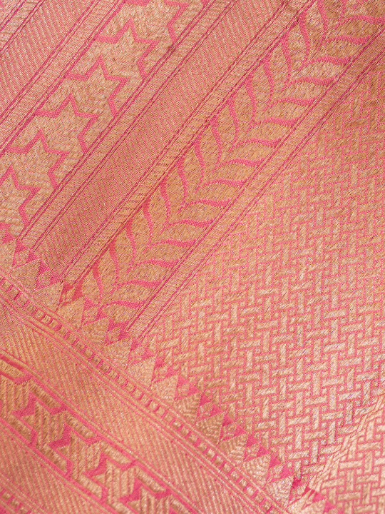 Rose Pink Pure Katan Shikargah Benarasi