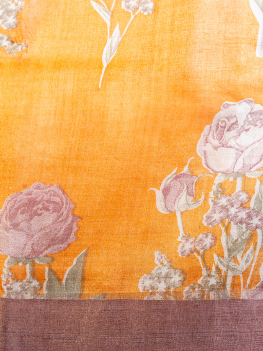 Muted Orange Handwoven Pure Silk Tussar Saree