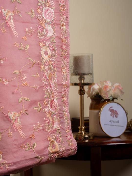 Blush Pink Organza Saree