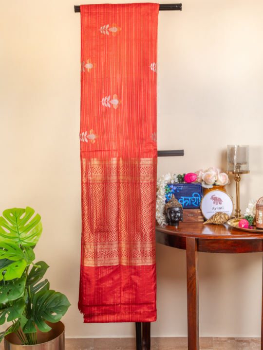 Red Handwoven Pure Katan Silk Saree