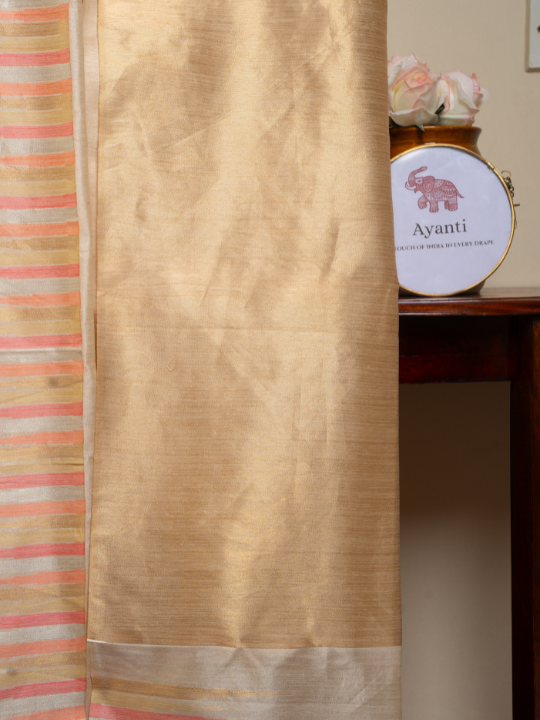Golden Beige Cotton Chanderi Saree
