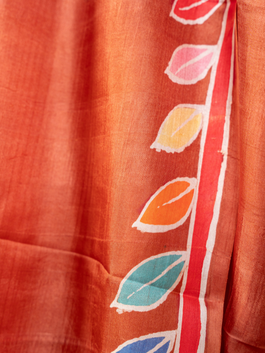 Terracotta Pure Silk Batik Saree