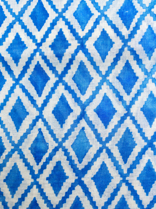 White and Azure Blue Handwoven Pure Silk Tussar Saree