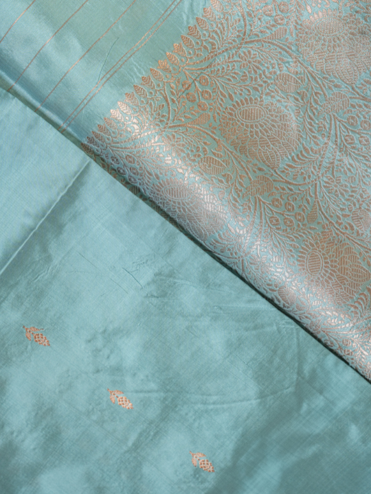 Seafoam Handwoven Pure Katan Silk Saree