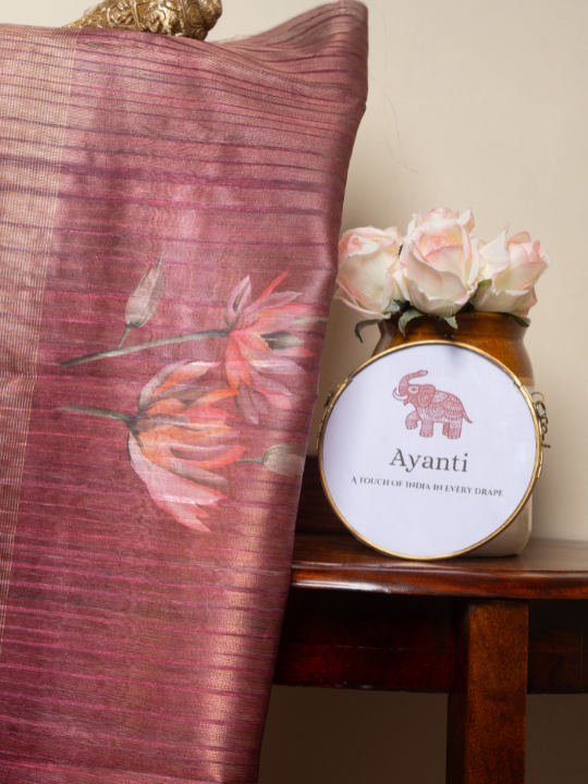 Mauve Pink Chanderi Saree