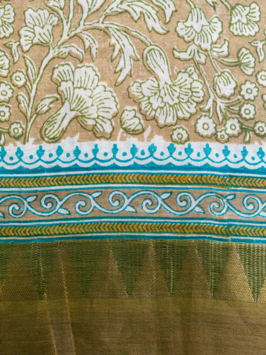 Muted Beige Handwoven Pure Silk Tussar Saree