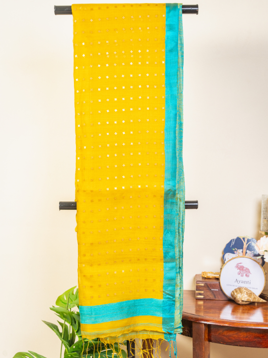 Marigold Yellow Handwoven Pure Matka Silk Saree