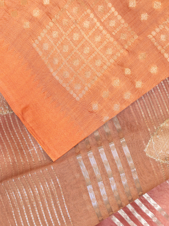 Rose Gold Ombré Pure Silk Organza Saree