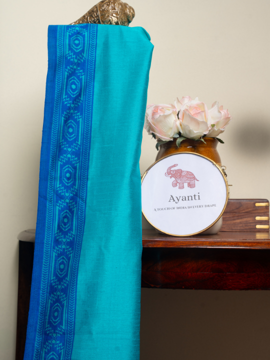 Blue Odhli Inspired Chanderi Saree