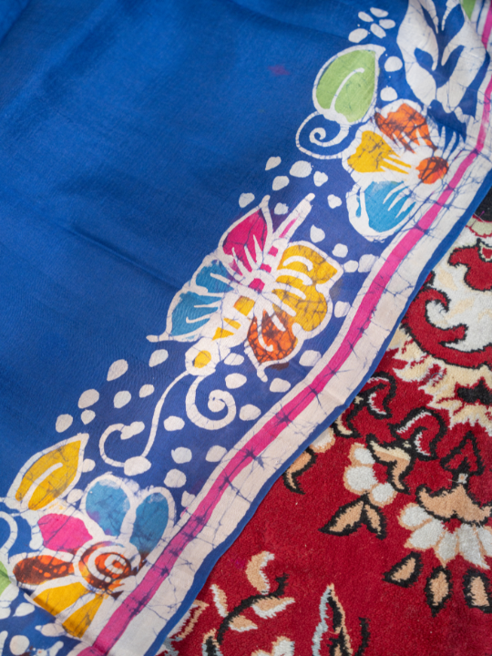 Royal Blue Pure Silk Batik Saree