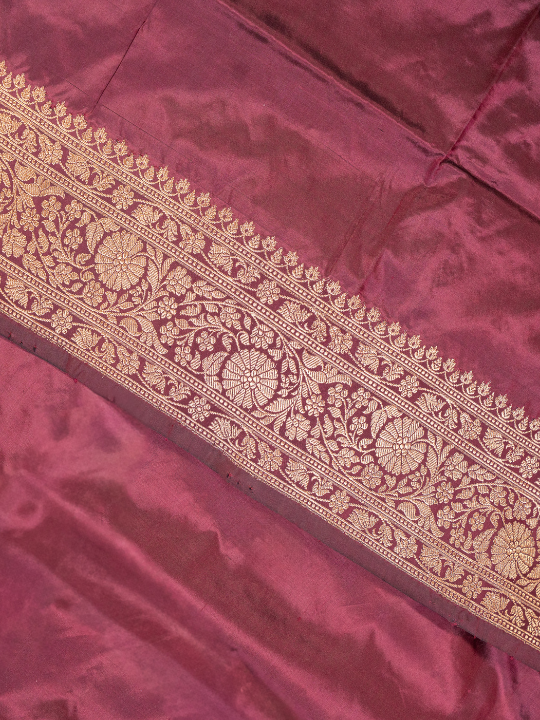Deep Wine Handwoven Pure Katan Silk Saree