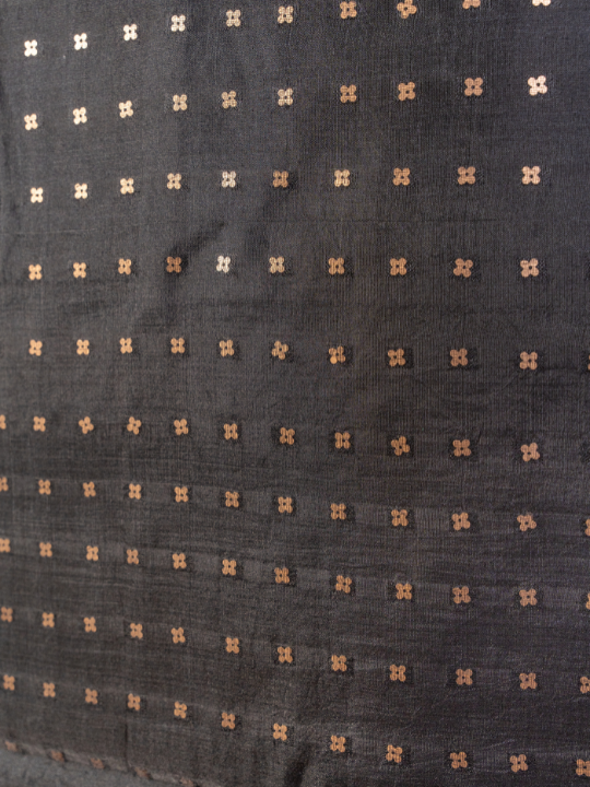 Black Handwoven Pure Matka Silk Saree