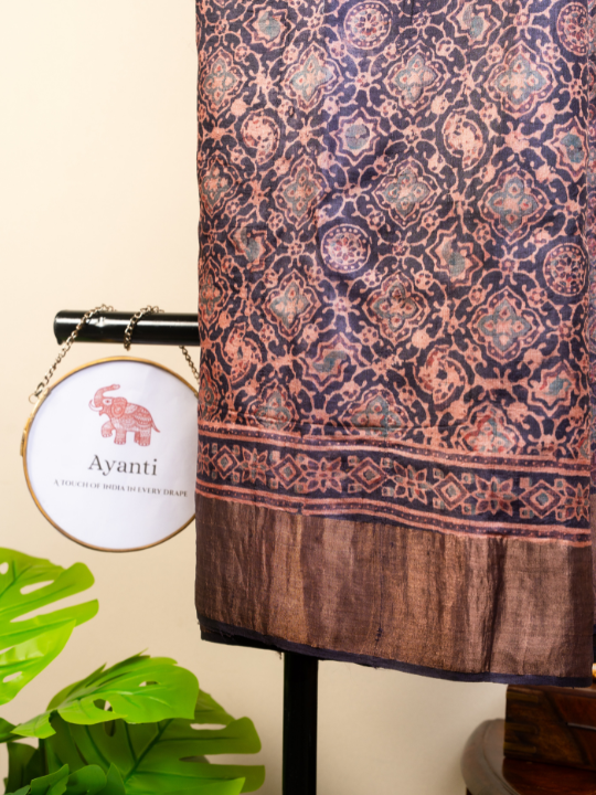 Deep Indigo Handwoven Pure Silk Tussar Saree