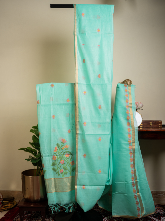 Seafoam Soft Cotton Saree