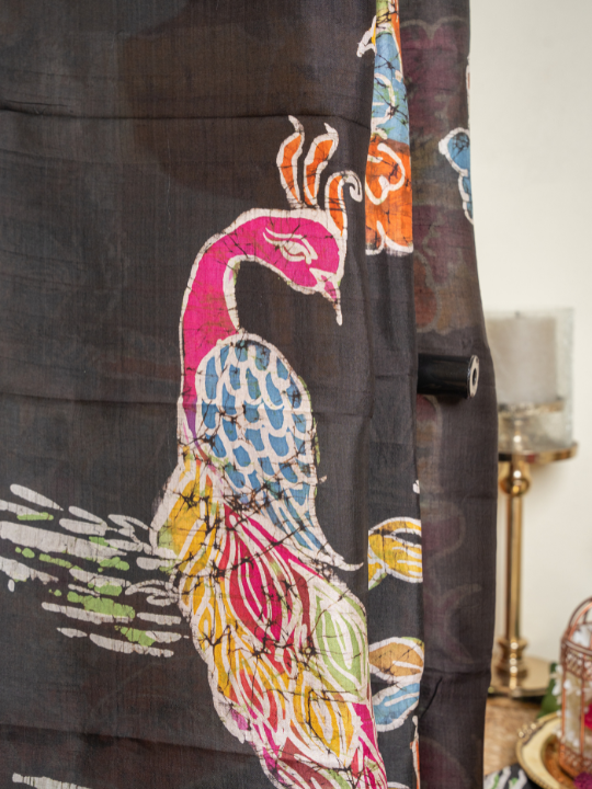 Green Pure Silk Batik Saree