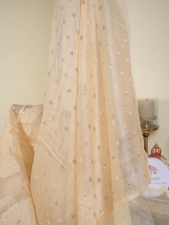 Ivory Pure Silk Organza Saree