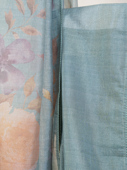 Mint Green Soft Crush Tissue Saree