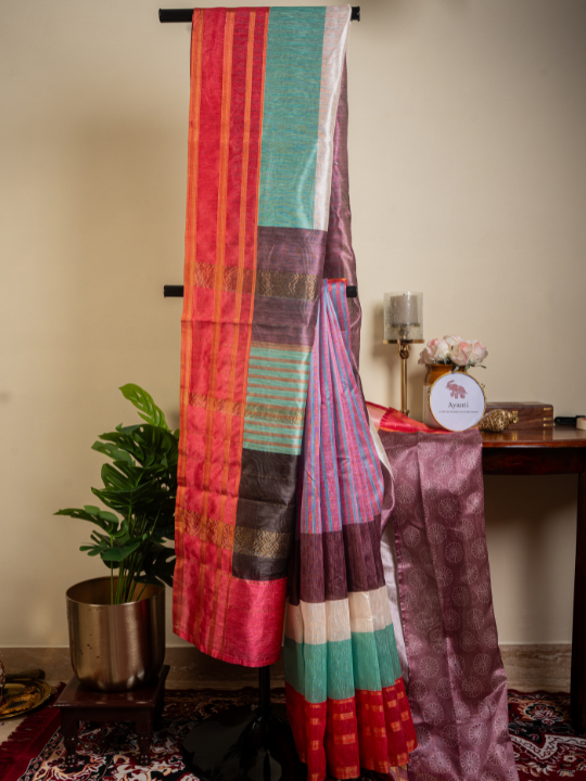 Multicolour Soft Chanderi Saree