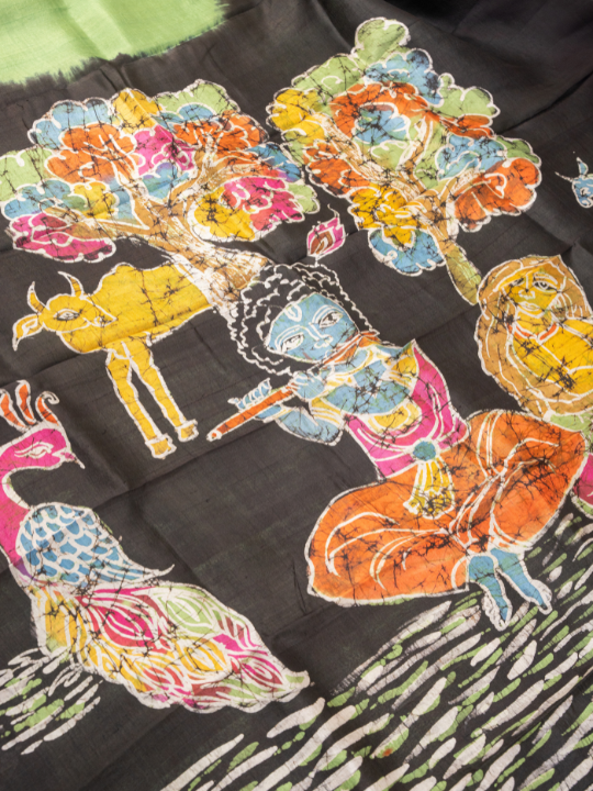 Green Pure Silk Batik Saree