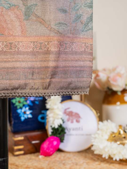 Earthy Tones Soft Crush Tissue Saree