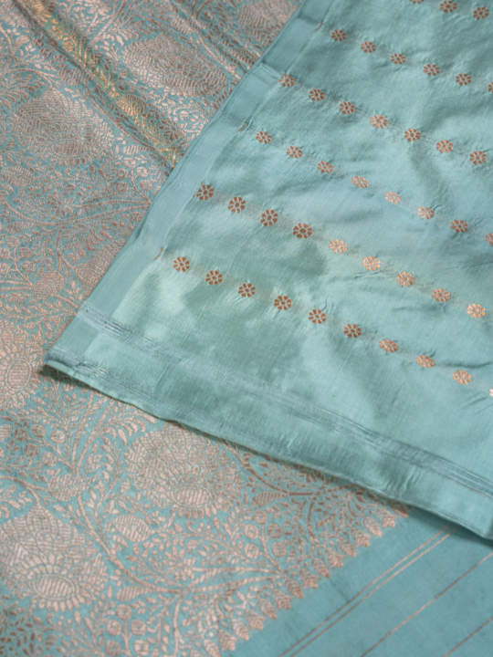 Seafoam Handwoven Pure Katan Silk Saree