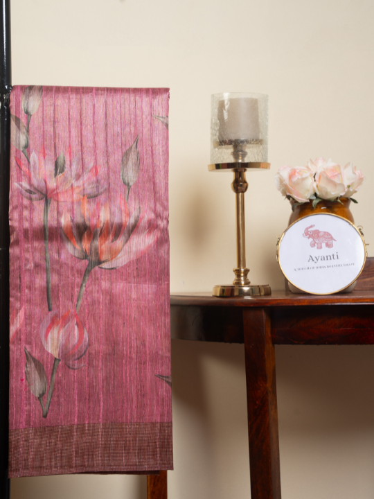 Mauve Pink Chanderi Saree
