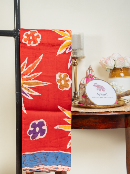 White Pure Silk Batik Saree