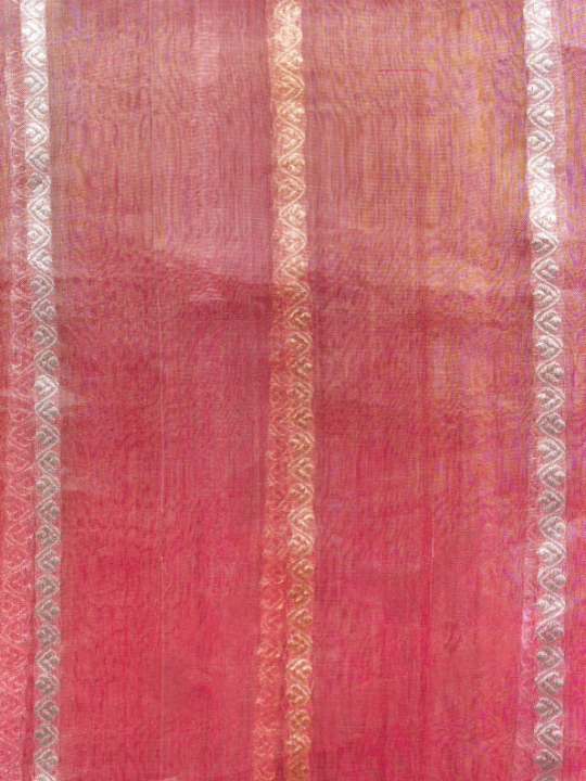 Deep Pink Handcrafted Pure Silk Tissue Saree