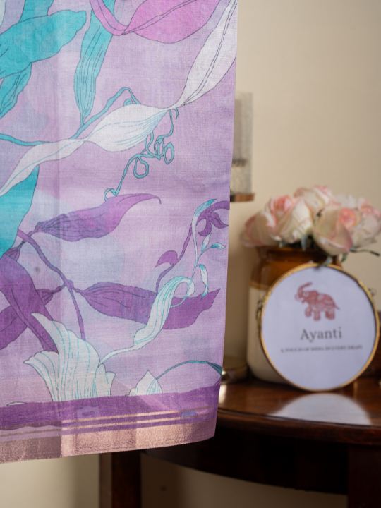 Lavender Soft Chanderi Saree