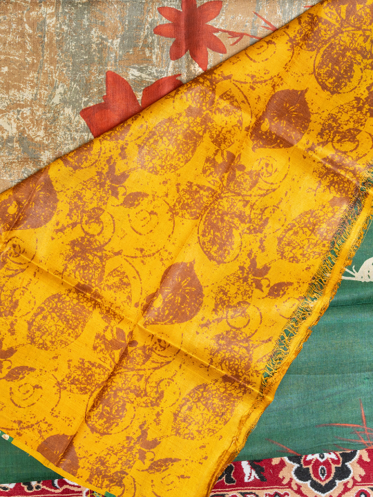 Muted Beige Pure Silk Batik Saree