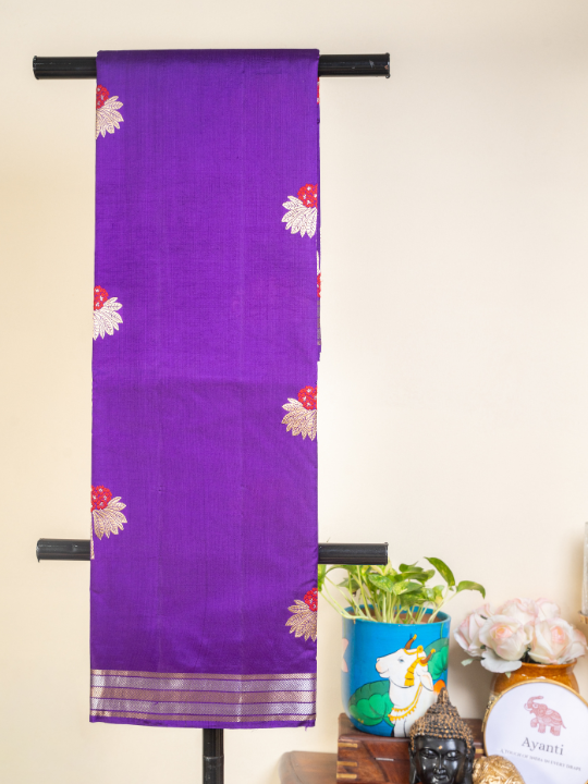 Purple Handwoven Pure Katan Soft Silk Saree